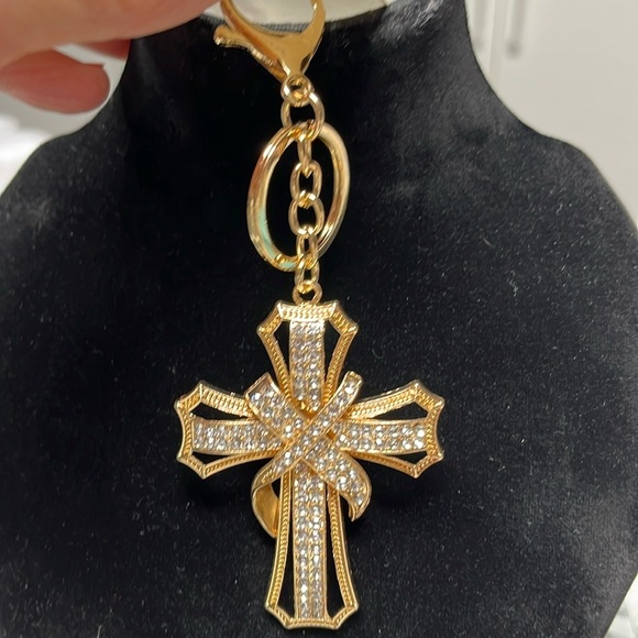 Cross Key Ring Chain, Bag Charm - Picture 3 of 8